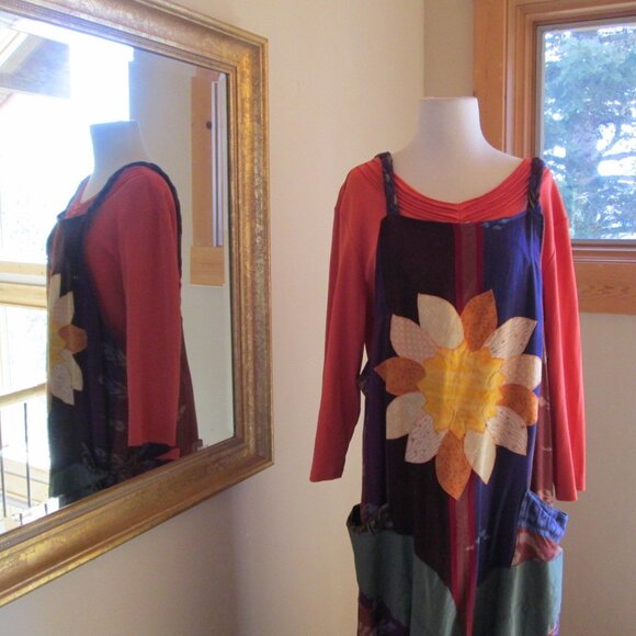 Lg. Cotton Custom Designed Applique Jumper with Orange Coldwater Creek Top - Picture 3 of 9